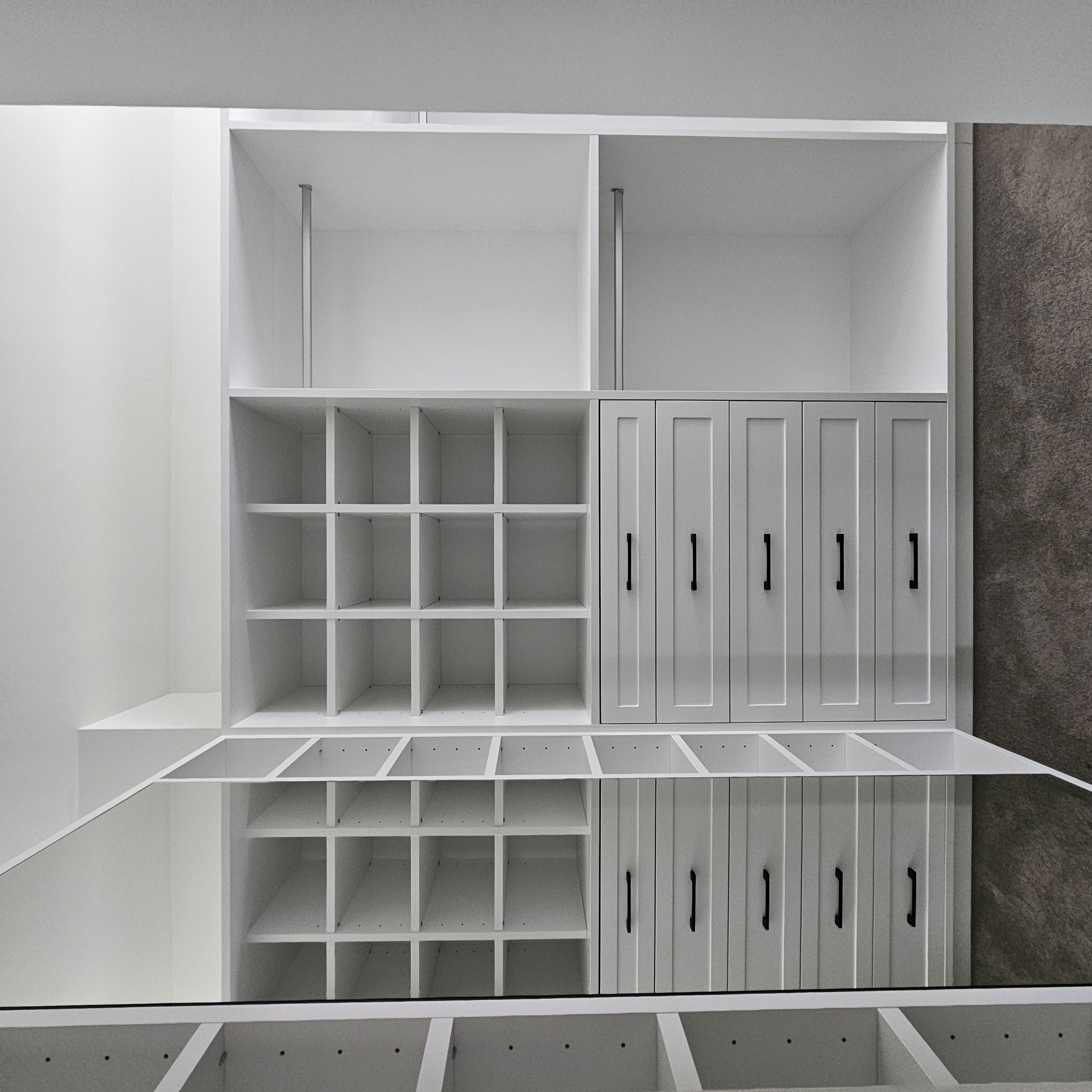 Custom wardrobe internal shelving and storage in a Melbourne home