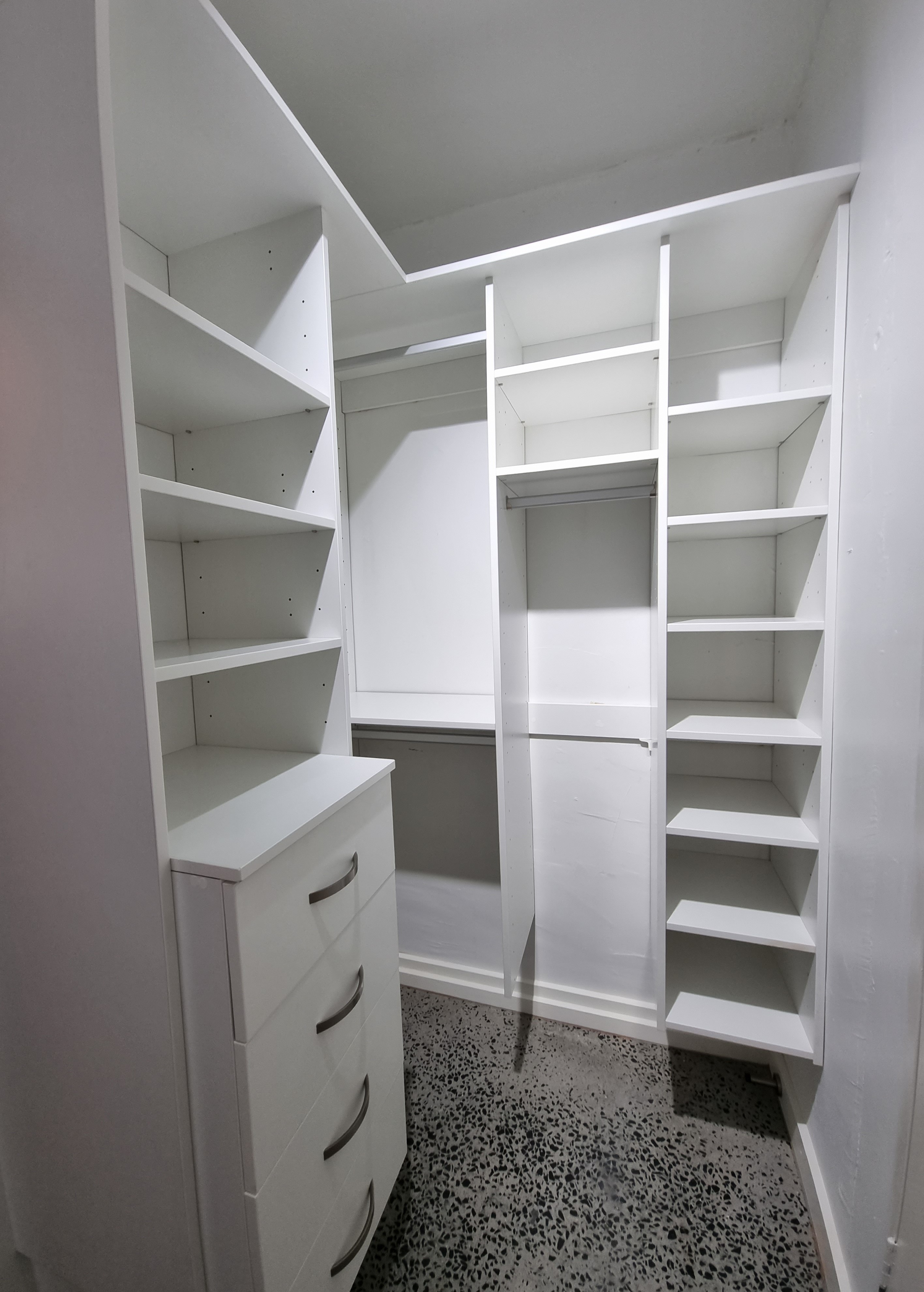 Custom wardrobe internal shelving in a Melbourne home